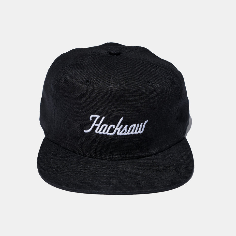Script Linen Cap - Black