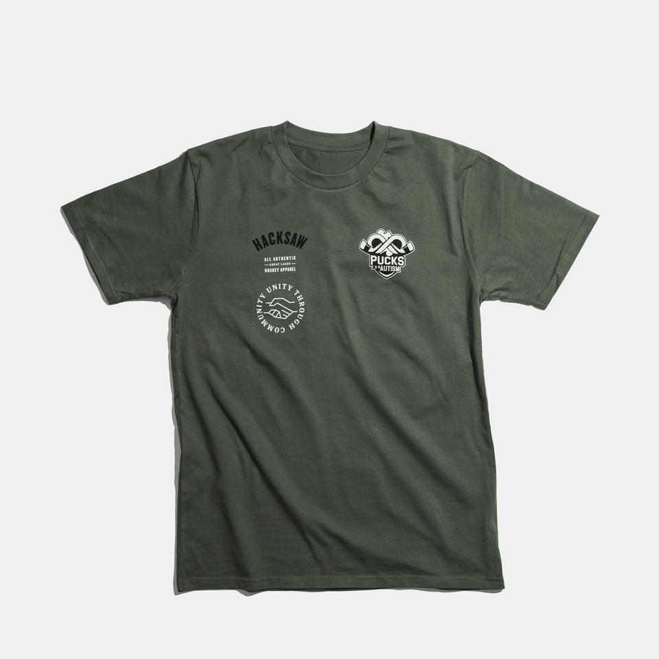 Pucks For Autism T-shirt - Sage Green