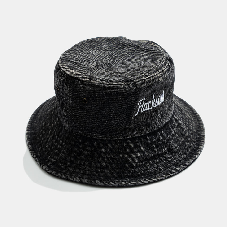 Script Bucket Hat - Black Denim