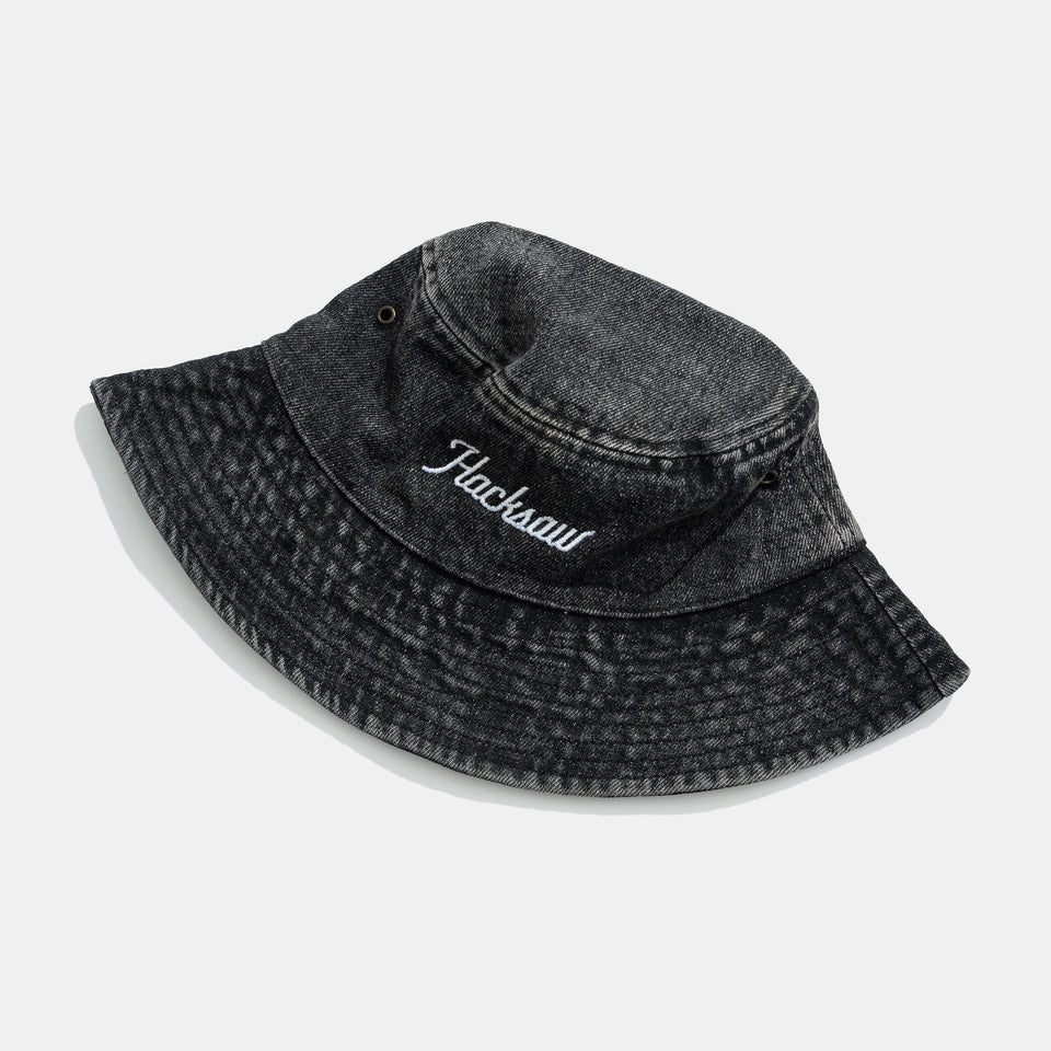 Script Bucket Hat - Black Denim